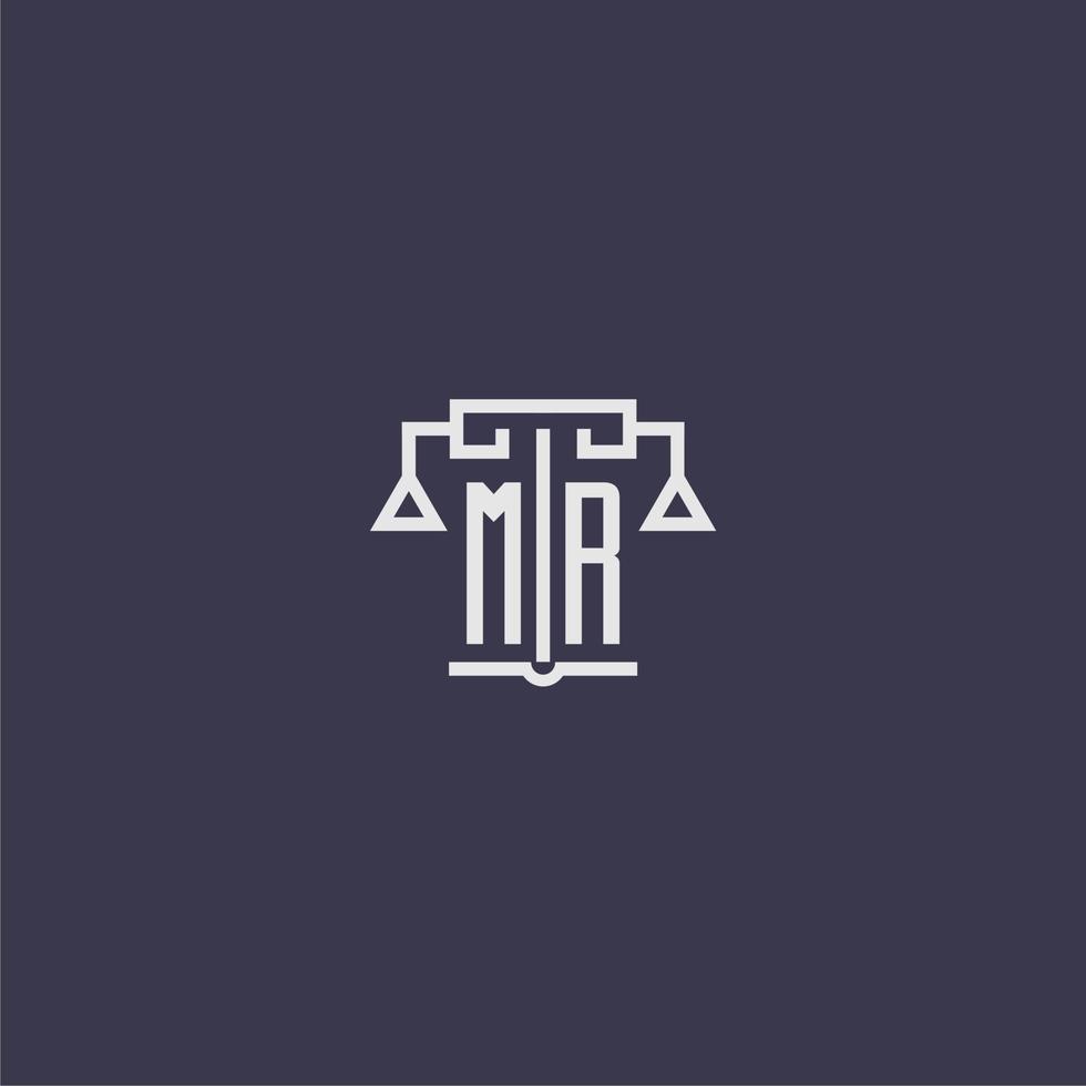 MR initial monogram for lawfirm logo with scales vector image