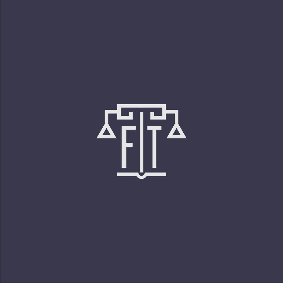 FT initial monogram for lawfirm logo with scales vector image