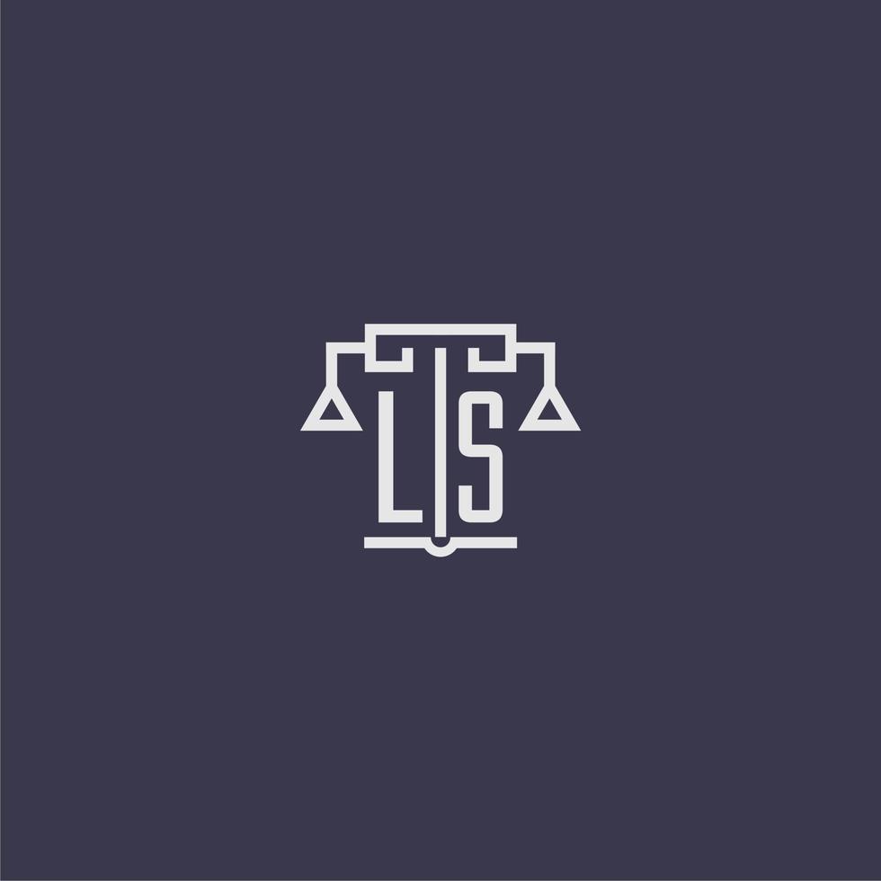 ls monograma inicial para logotipo de bufete de abogados con imagen vectorial de escalas vector