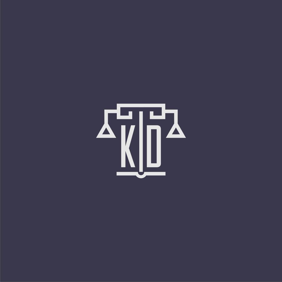 KD initial monogram for lawfirm logo with scales vector image