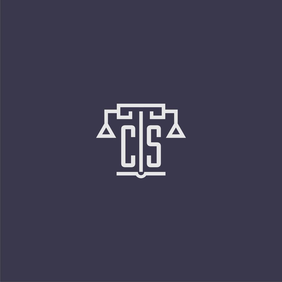 cs monograma inicial para logotipo de bufete de abogados con imagen vectorial de escalas vector