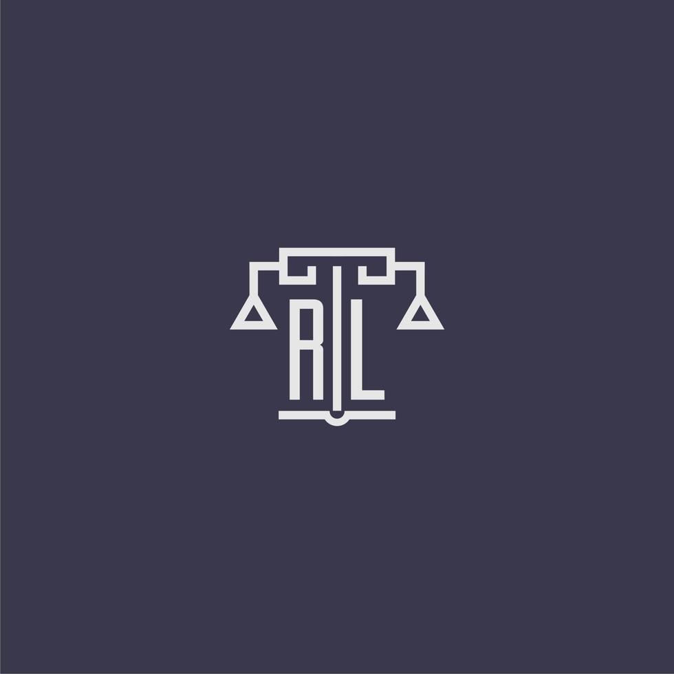 RL initial monogram for lawfirm logo with scales vector image