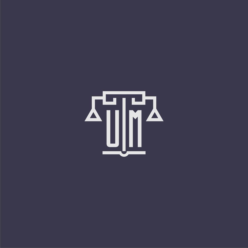 UM initial monogram for lawfirm logo with scales vector image