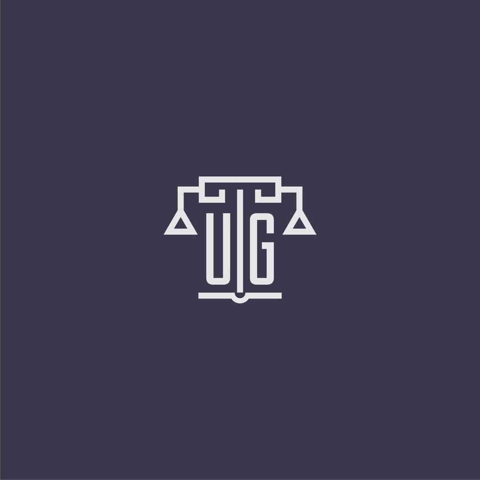 UG initial monogram for lawfirm logo with scales vector image