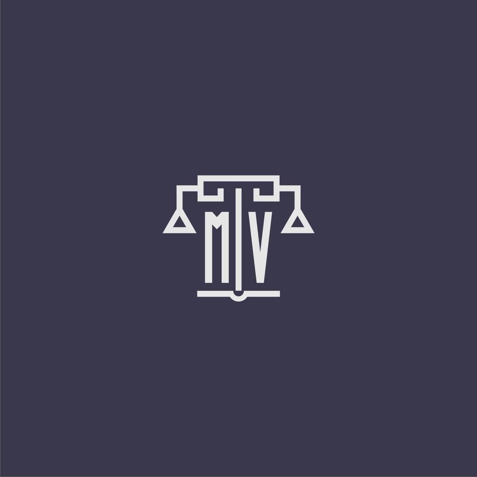 MV initial monogram for lawfirm logo with scales vector image