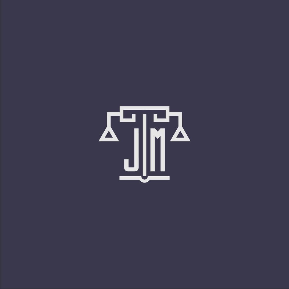 JM initial monogram for lawfirm logo with scales vector image