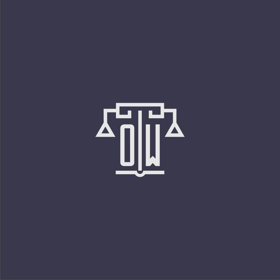 OW initial monogram for lawfirm logo with scales vector image