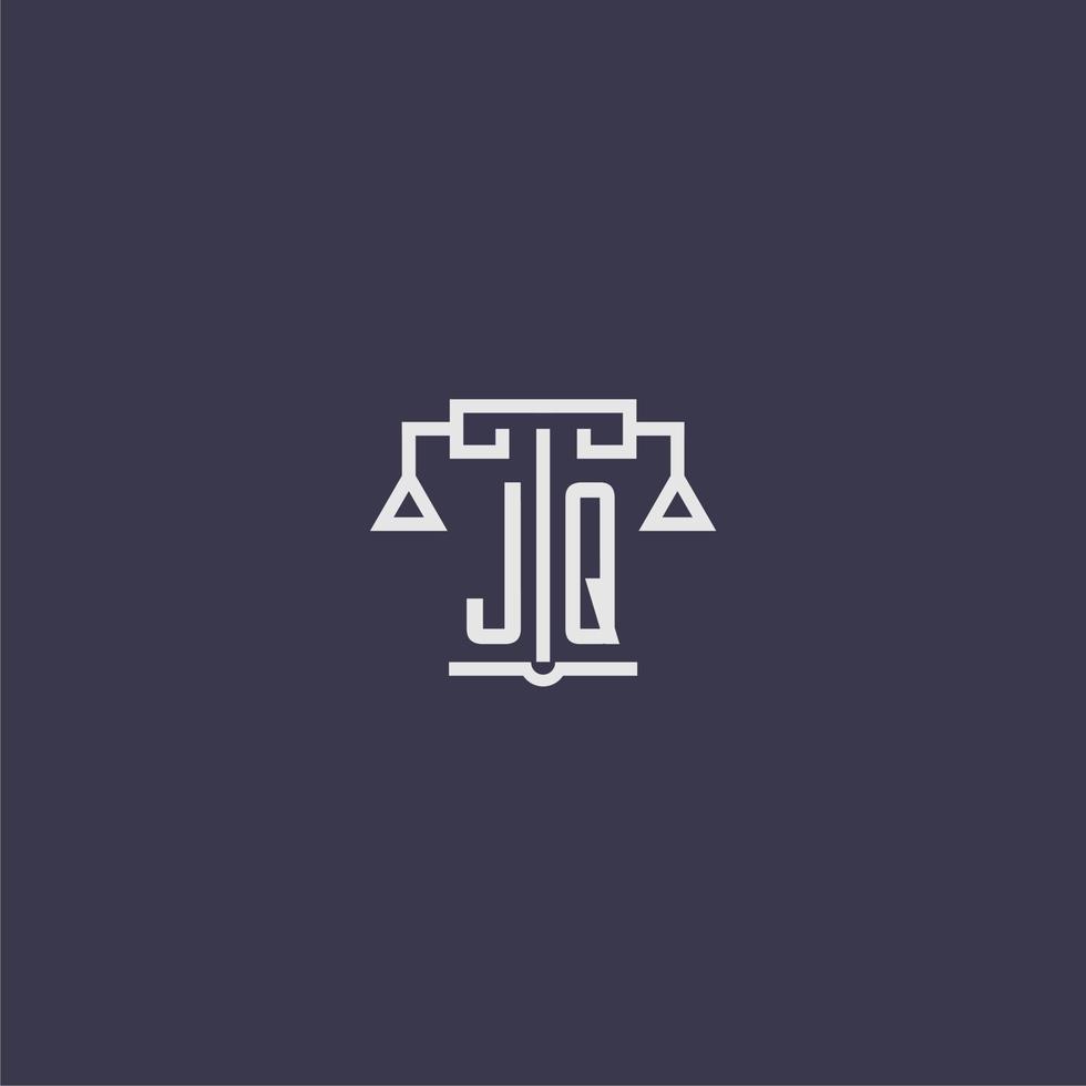 JQ initial monogram for lawfirm logo with scales vector image