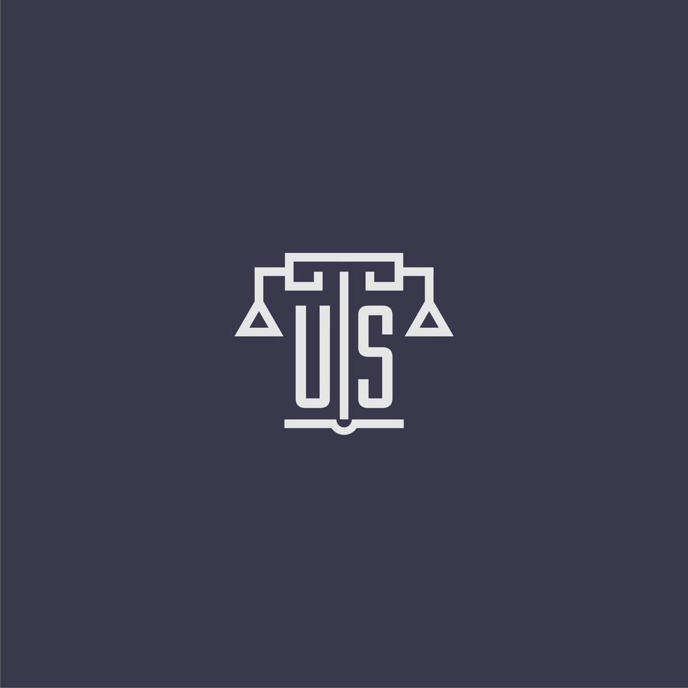 nosotros monograma inicial para el logotipo del bufete de abogados con imagen vectorial de escalas vector