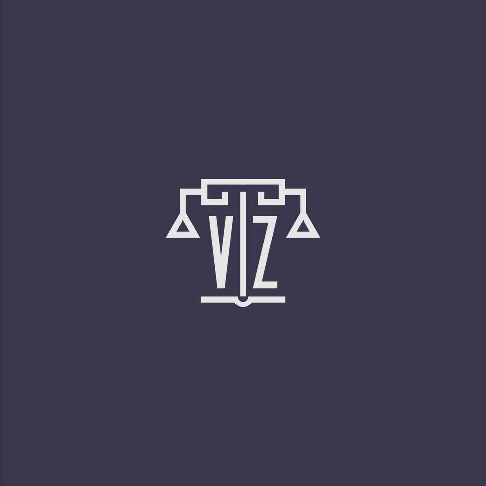 VZ initial monogram for lawfirm logo with scales vector image