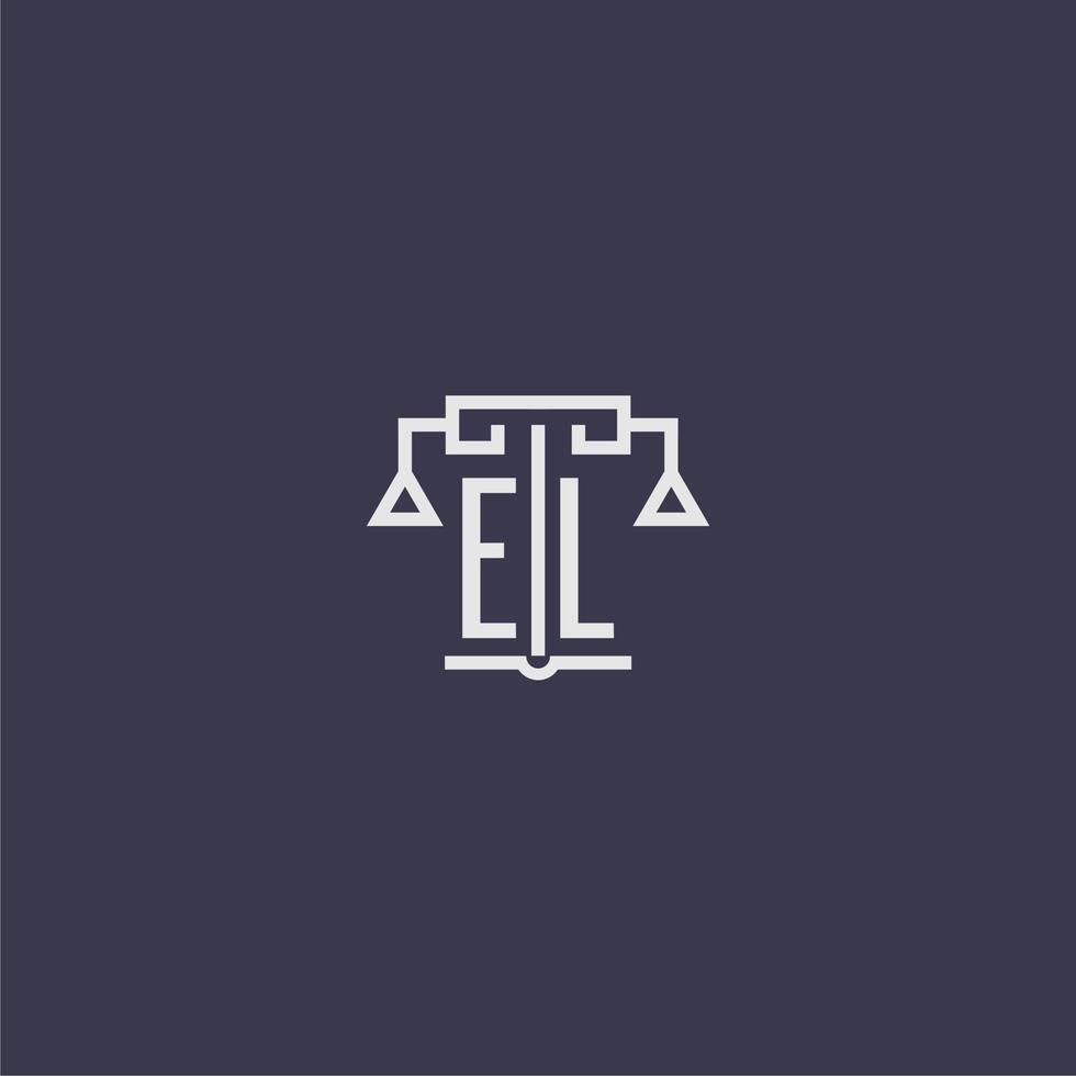 EL initial monogram for lawfirm logo with scales vector image