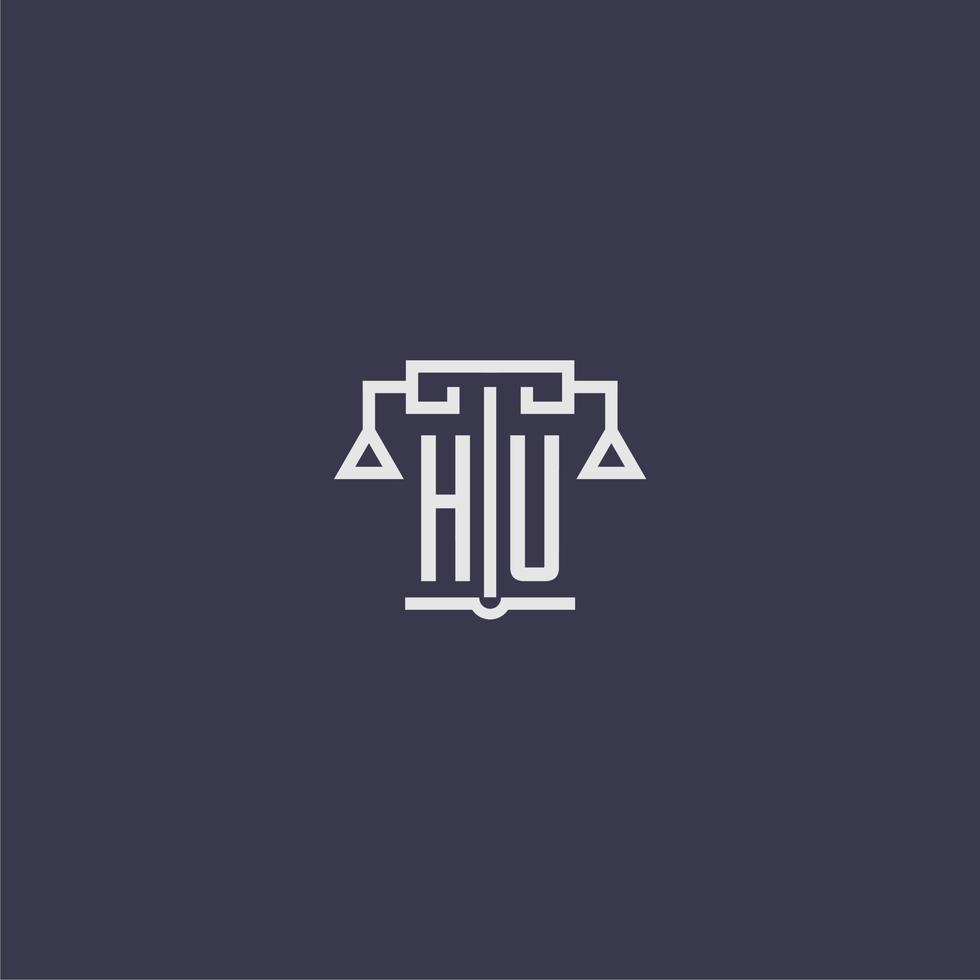 monograma inicial de hu para logotipo de bufete de abogados con imagen vectorial de escalas vector