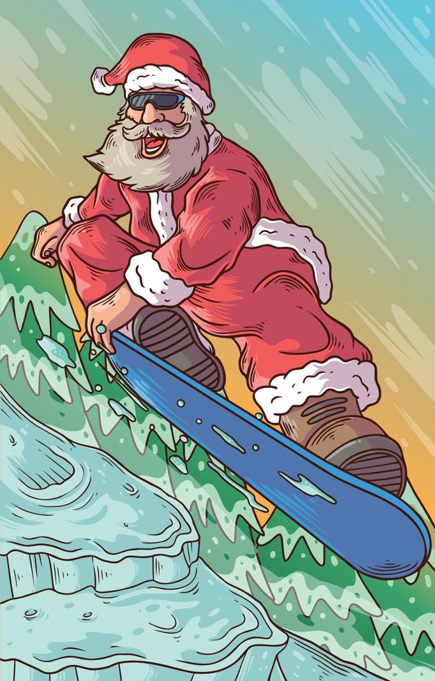 Santa Claus Skiing Winter Activity vector