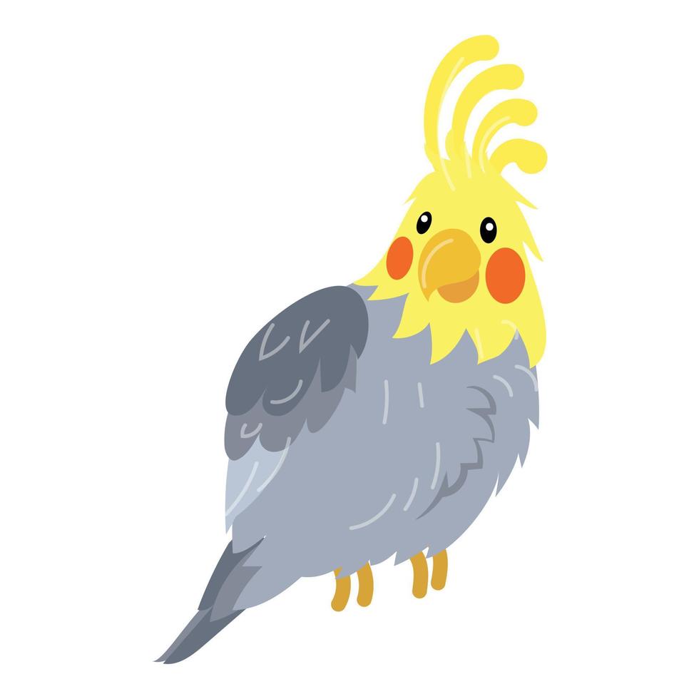 Corella parrot icon, cartoon style vector