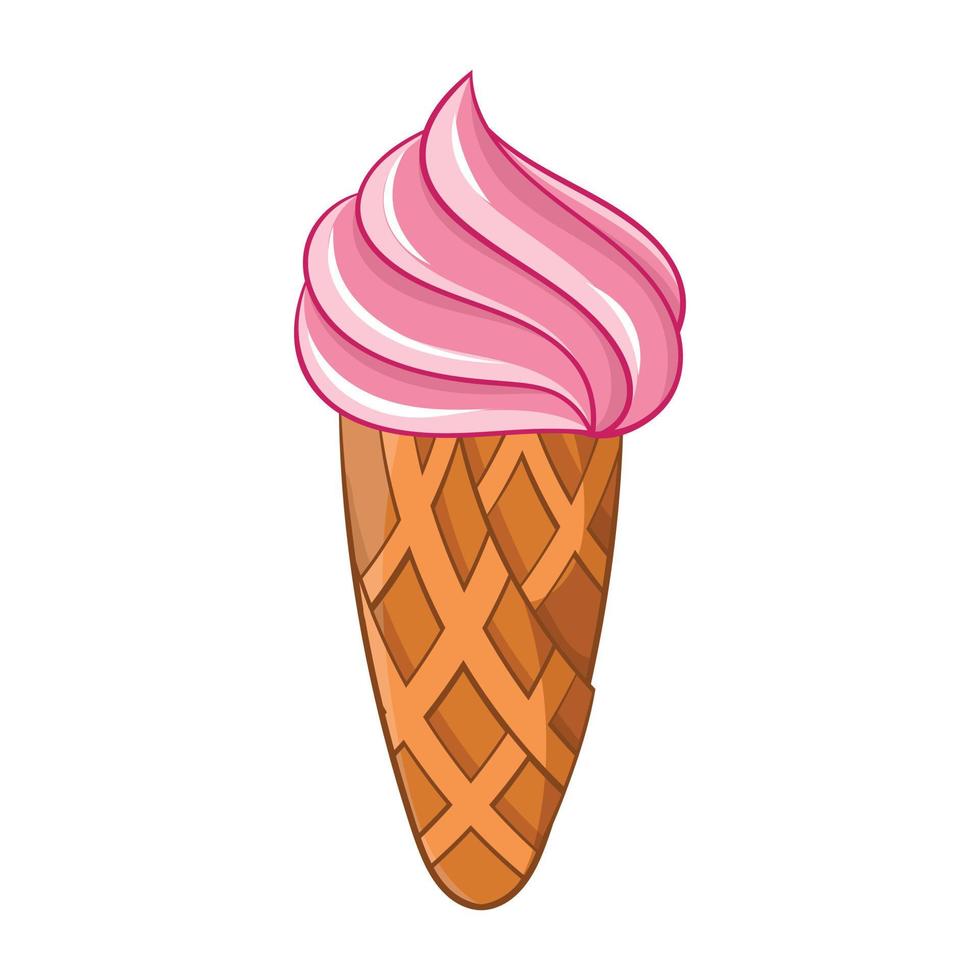 Ice cream in waffle icon, cartoon style vector