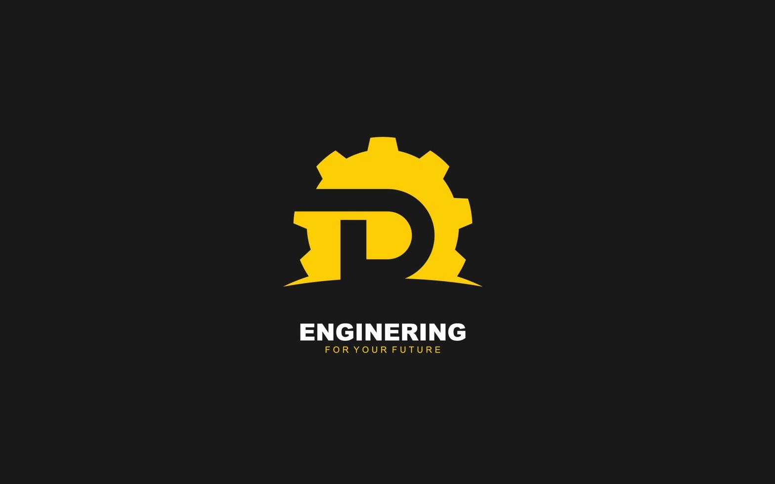 D logo gear for identity. industrial template vector illustration for your brand.