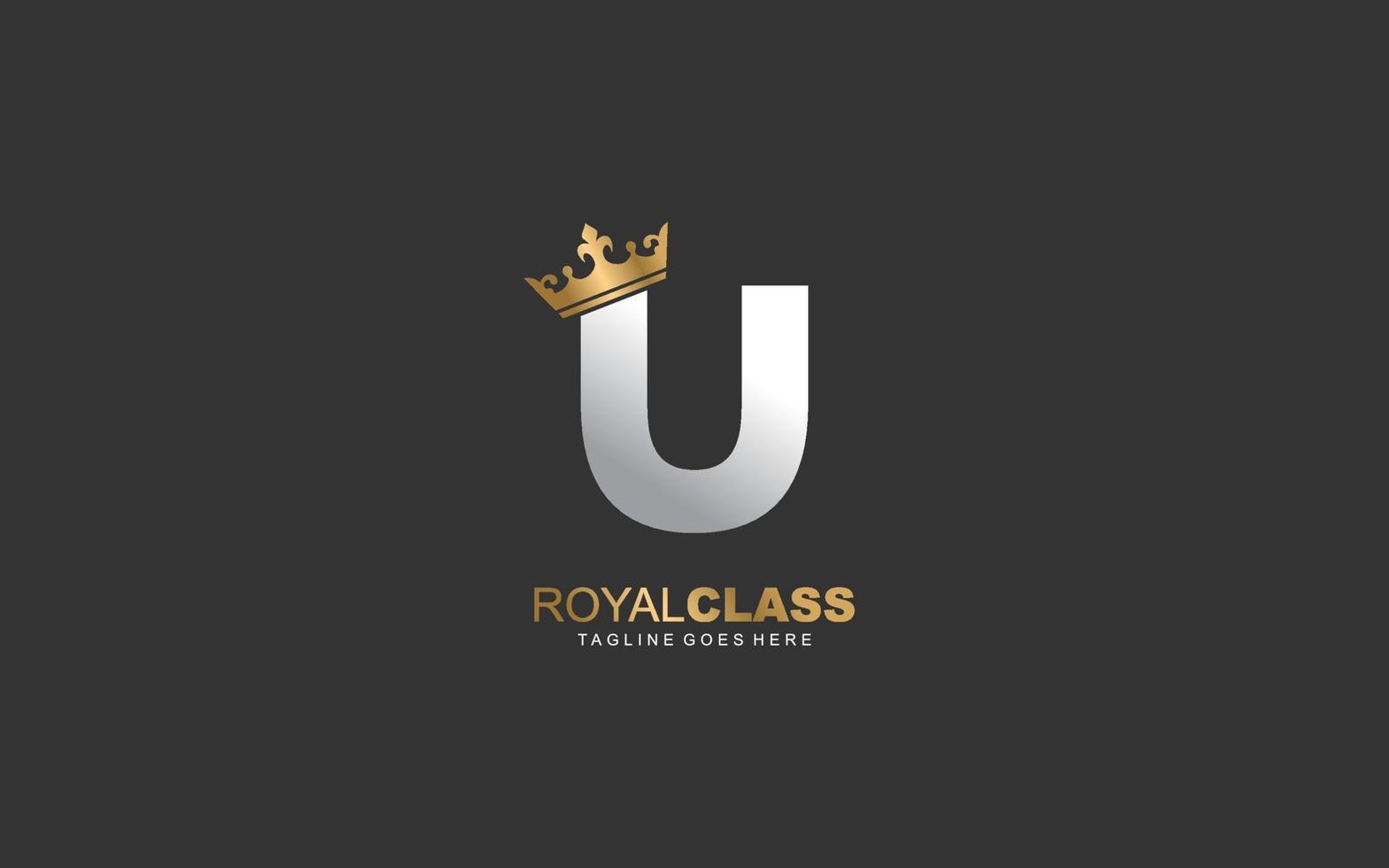 U logo king and crown company. letter template vector illustration for your brand.