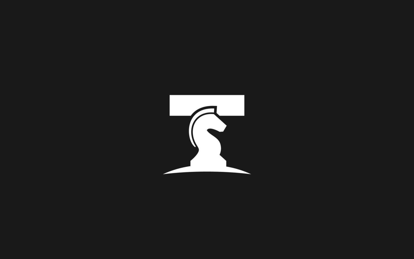 T logo CHESS for branding company. HORSE template vector illustration for your brand.