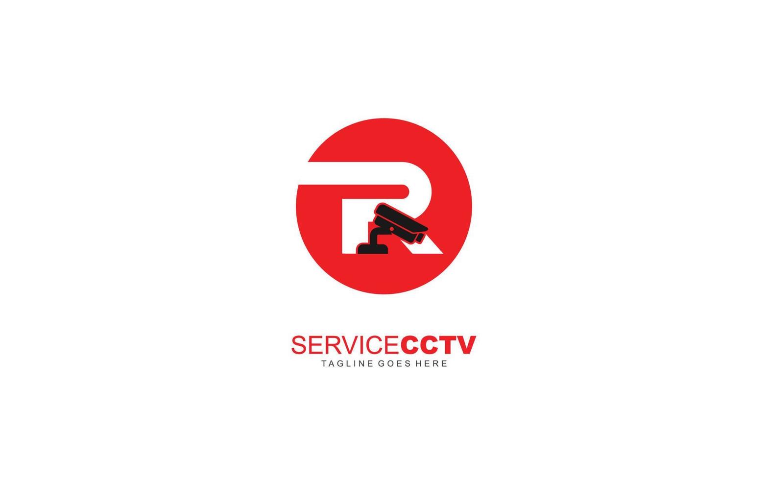 r logo cctv para identidad. ilustración de vector de plantilla de seguridad para su marca.