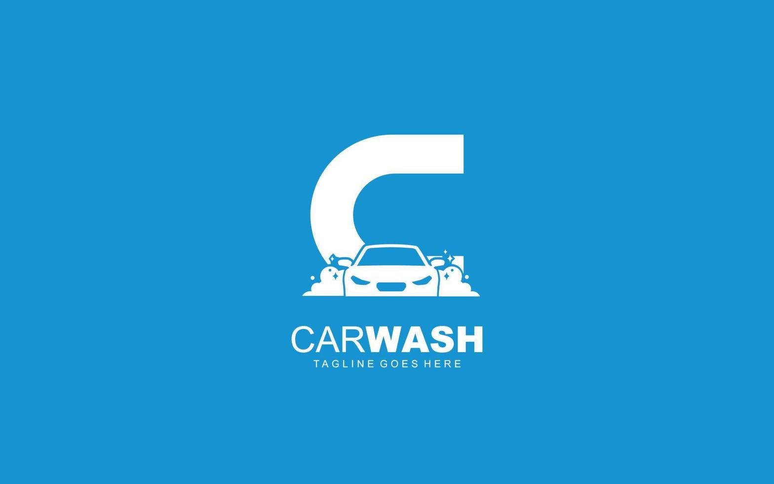 C logo carwash for identity. car template vector illustration for your brand.