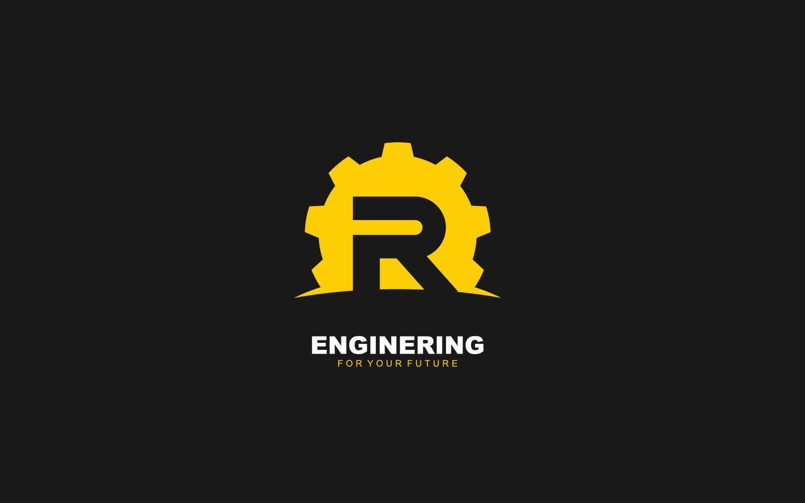 R logo gear for identity. industrial template vector illustration for your brand.