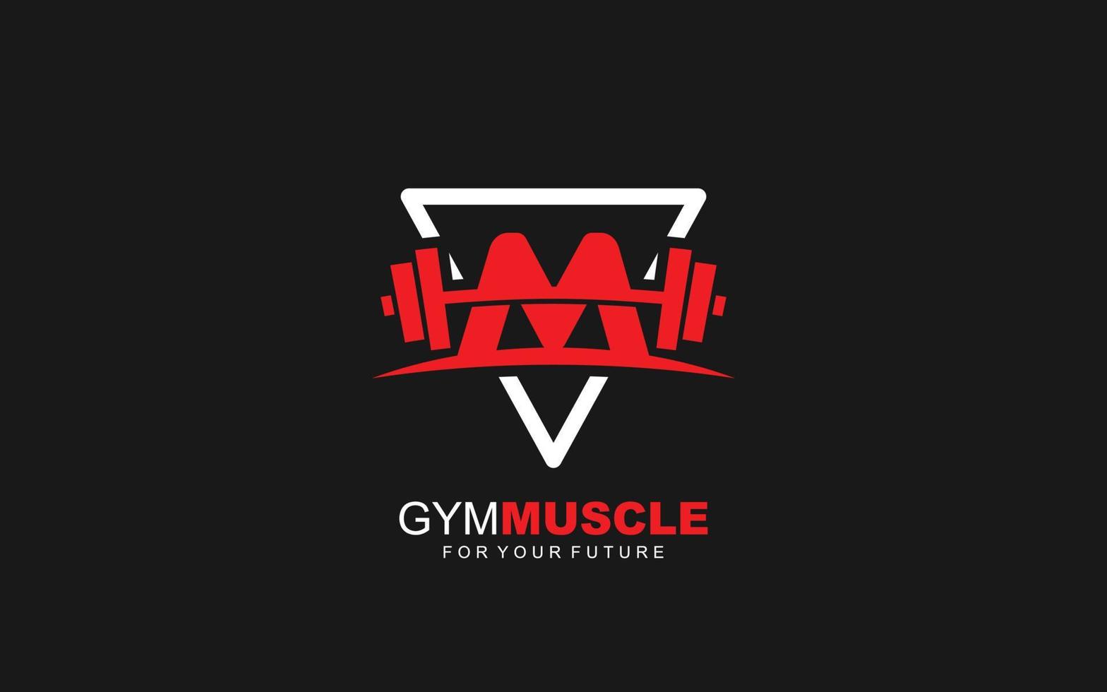 m logo vector de gimnasio para empresa de identidad. ilustración de vector de plantilla de fitness de letra inicial para su marca.