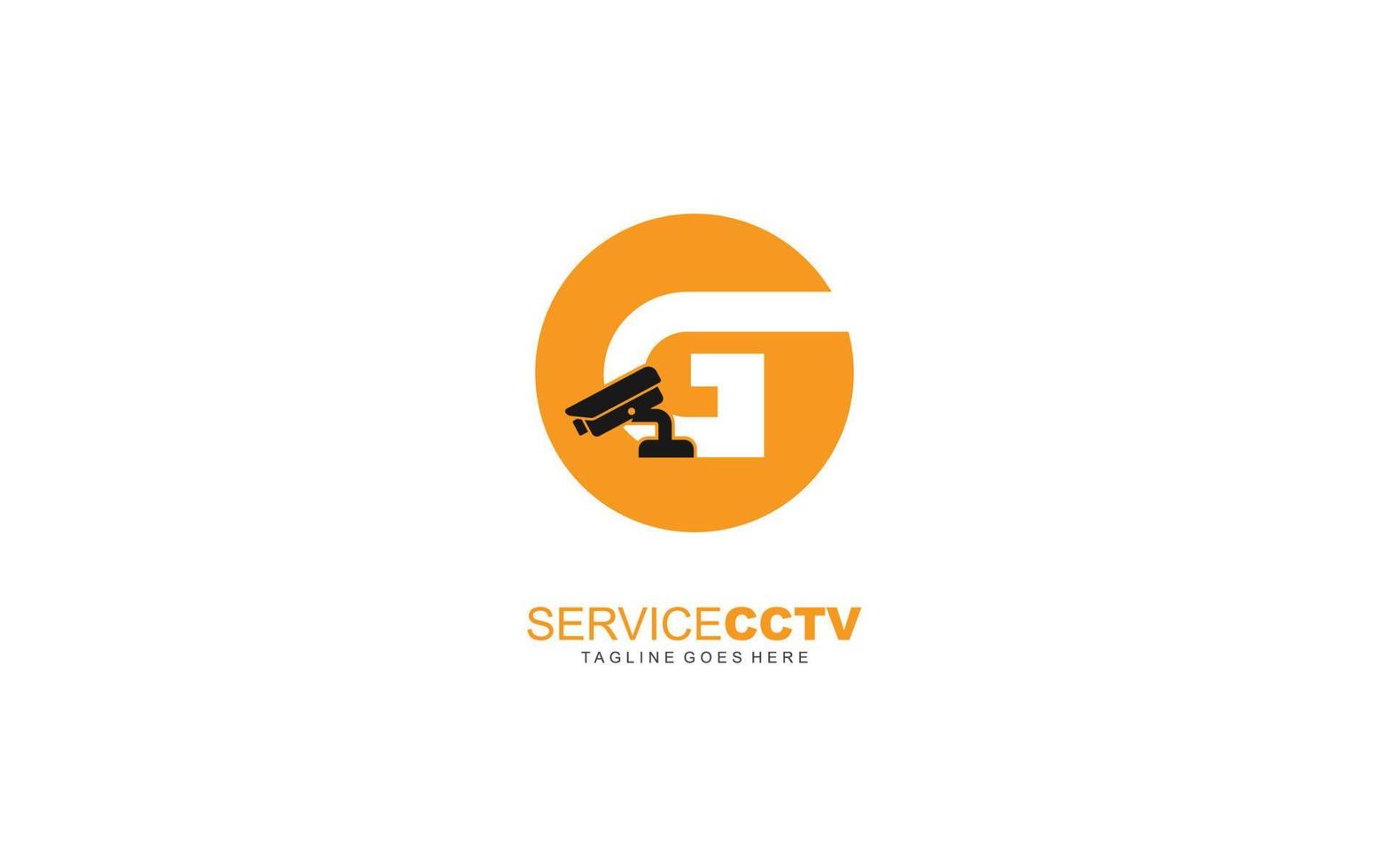 g logo cctv para identidad. ilustración de vector de plantilla de seguridad para su marca.