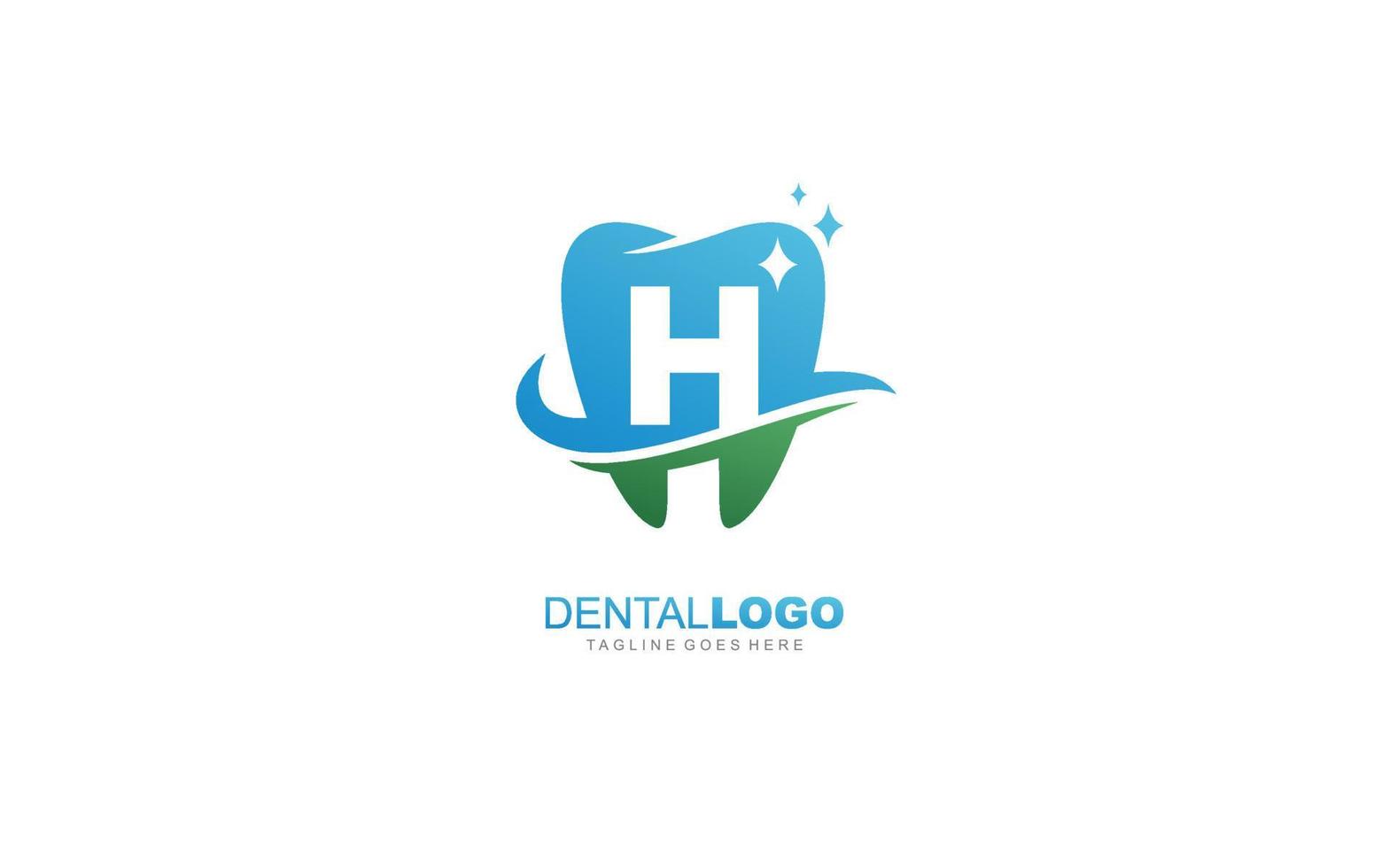 h logo dentista para empresa de marca. ilustración de vector de plantilla de carta para su marca.