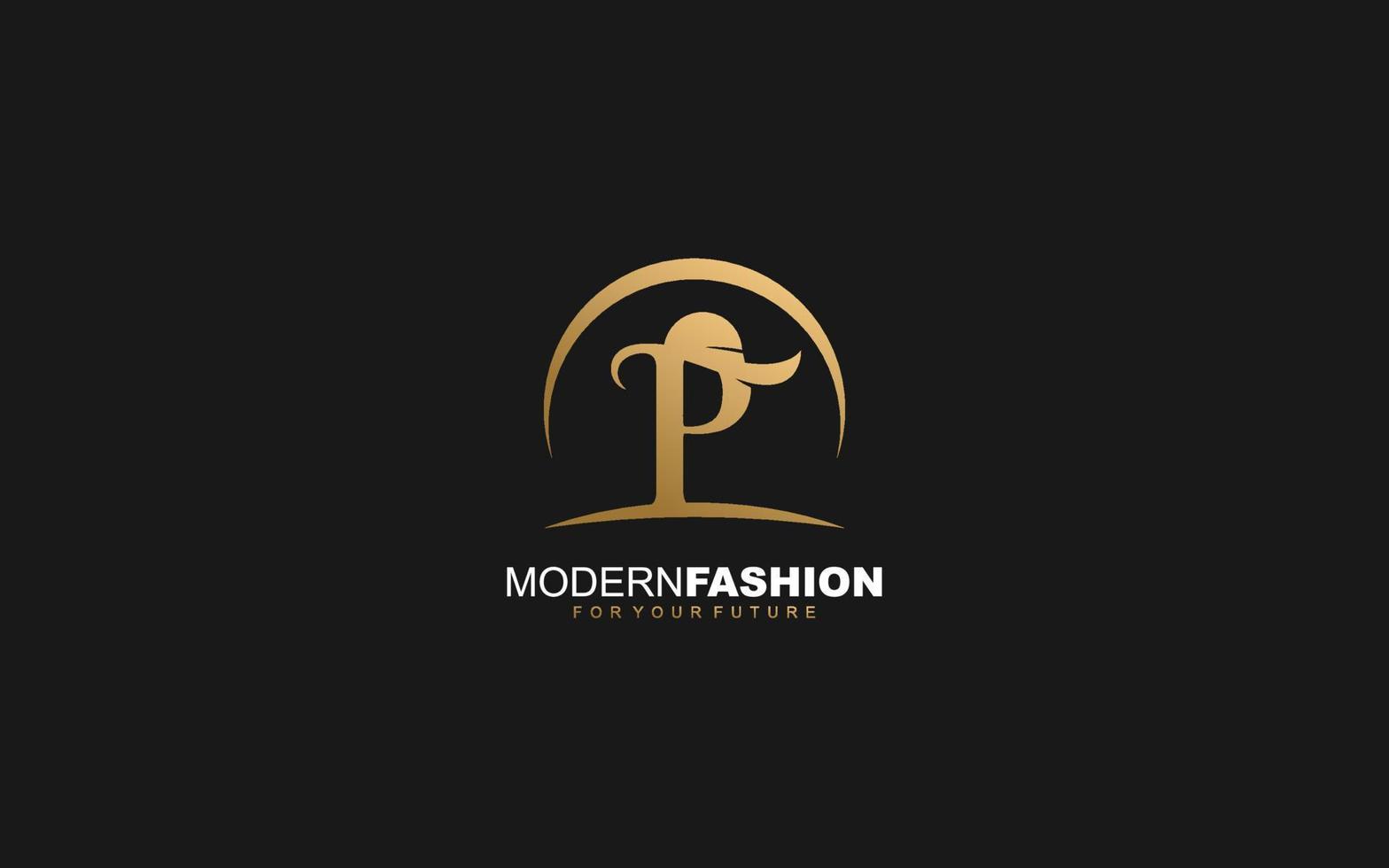 empresa de moda con logotipo p. ilustración de vector de plantilla de identidad de texto para su marca.