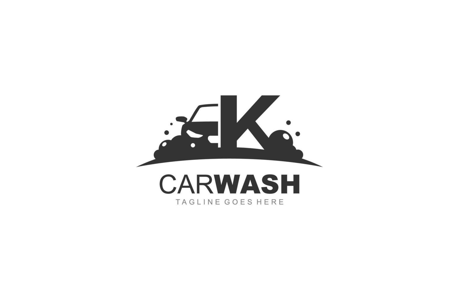 K logo carwash for identity. car template vector illustration for your brand.