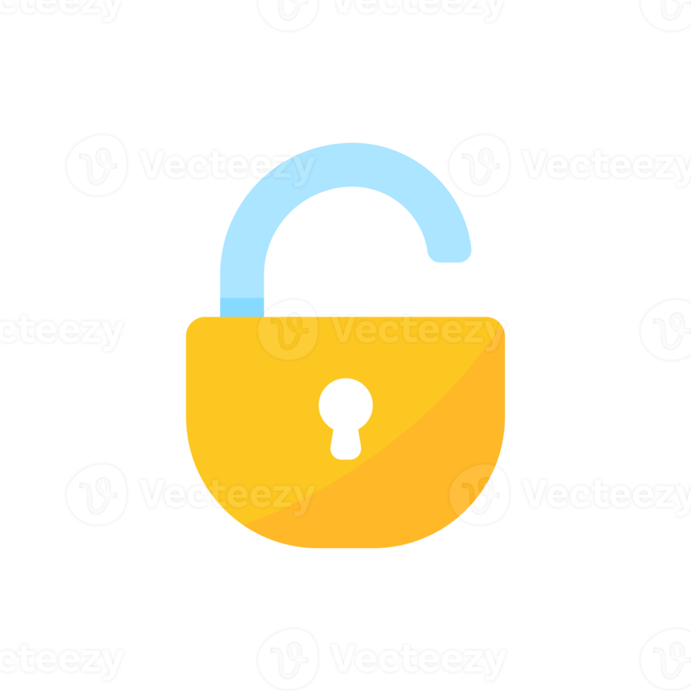 yellow padlock for locking the information on the computer data encryption concept png