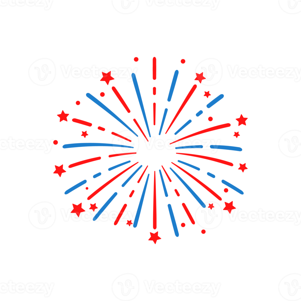 el 4 de julio. fuegos artificiales de la bandera americana. para celebrar el día de la independencia de estados unidos png