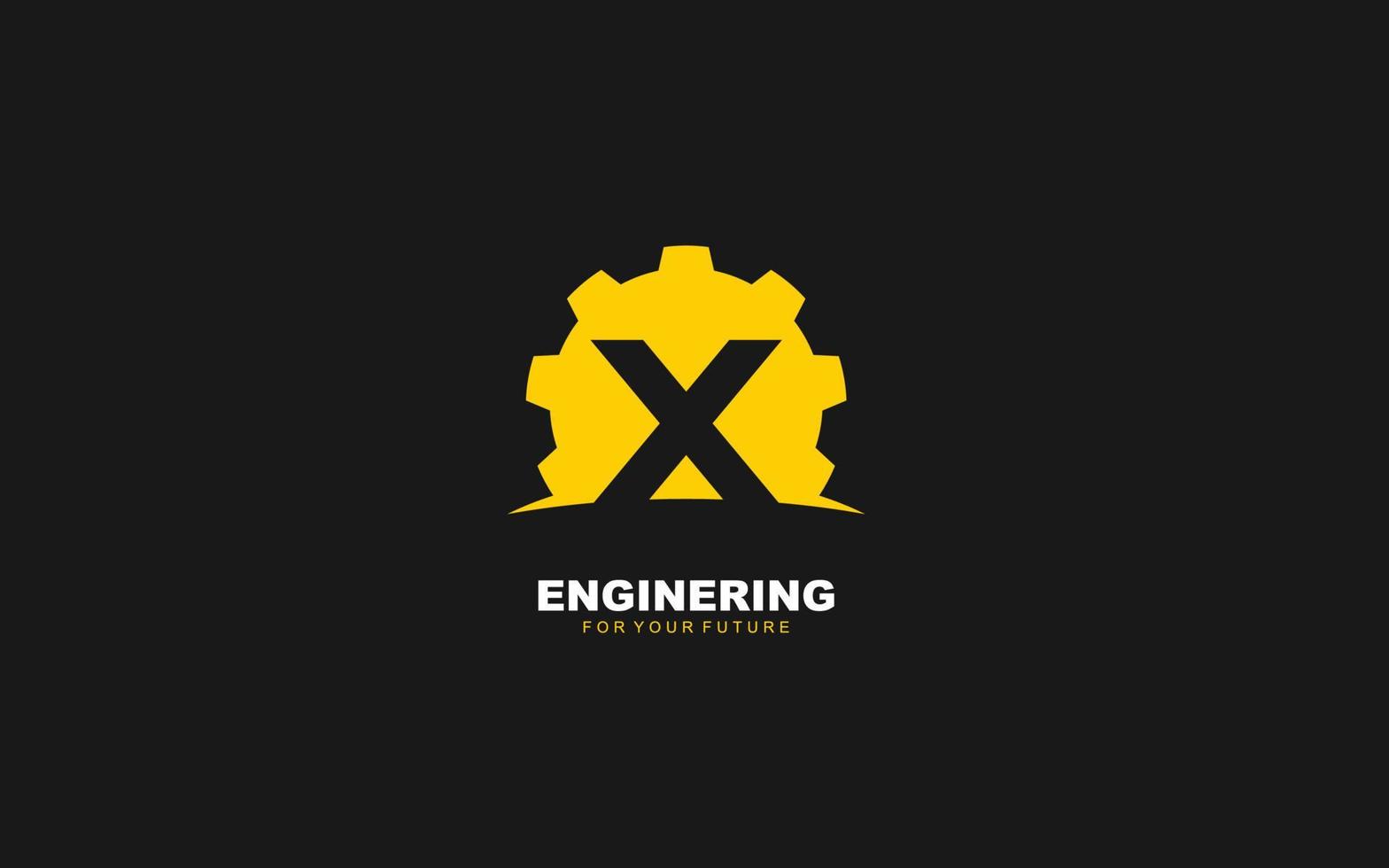X logo gear for identity. industrial template vector illustration for your brand.