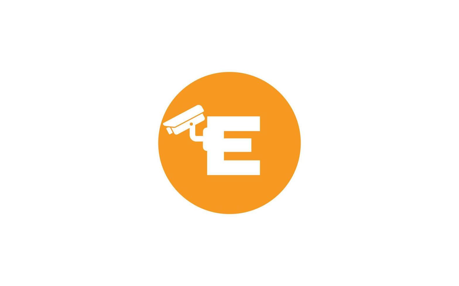 E logo cctv for identity. security template vector illustration for your brand.