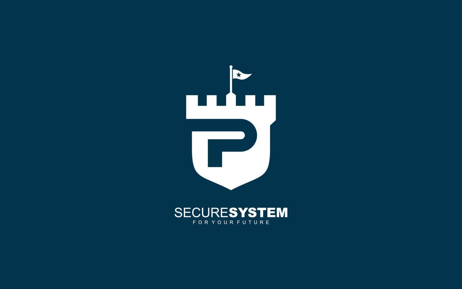 P logo fortress vector for identity company. initial letter security template vector illustration for your brand.