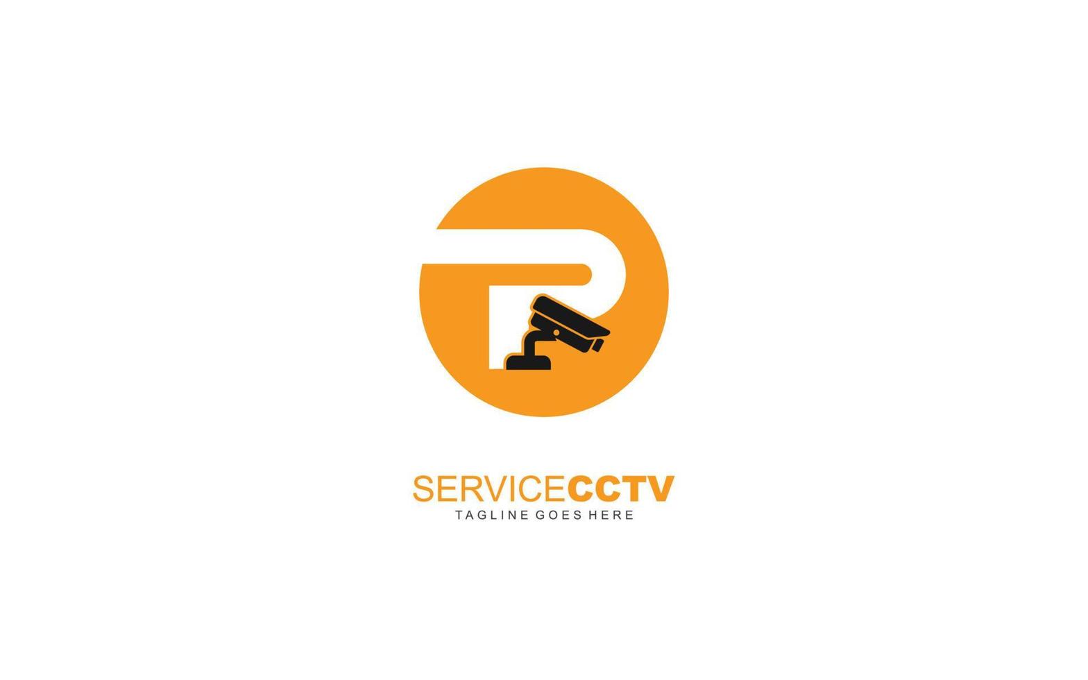 P logo cctv for identity. security template vector illustration for your brand.