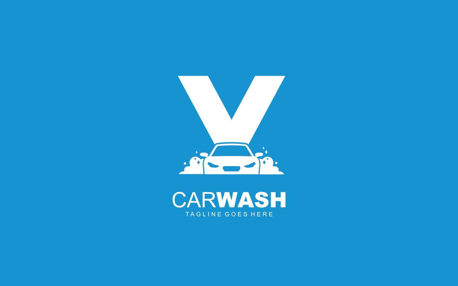 V logo carwash for identity. car template vector illustration for your
