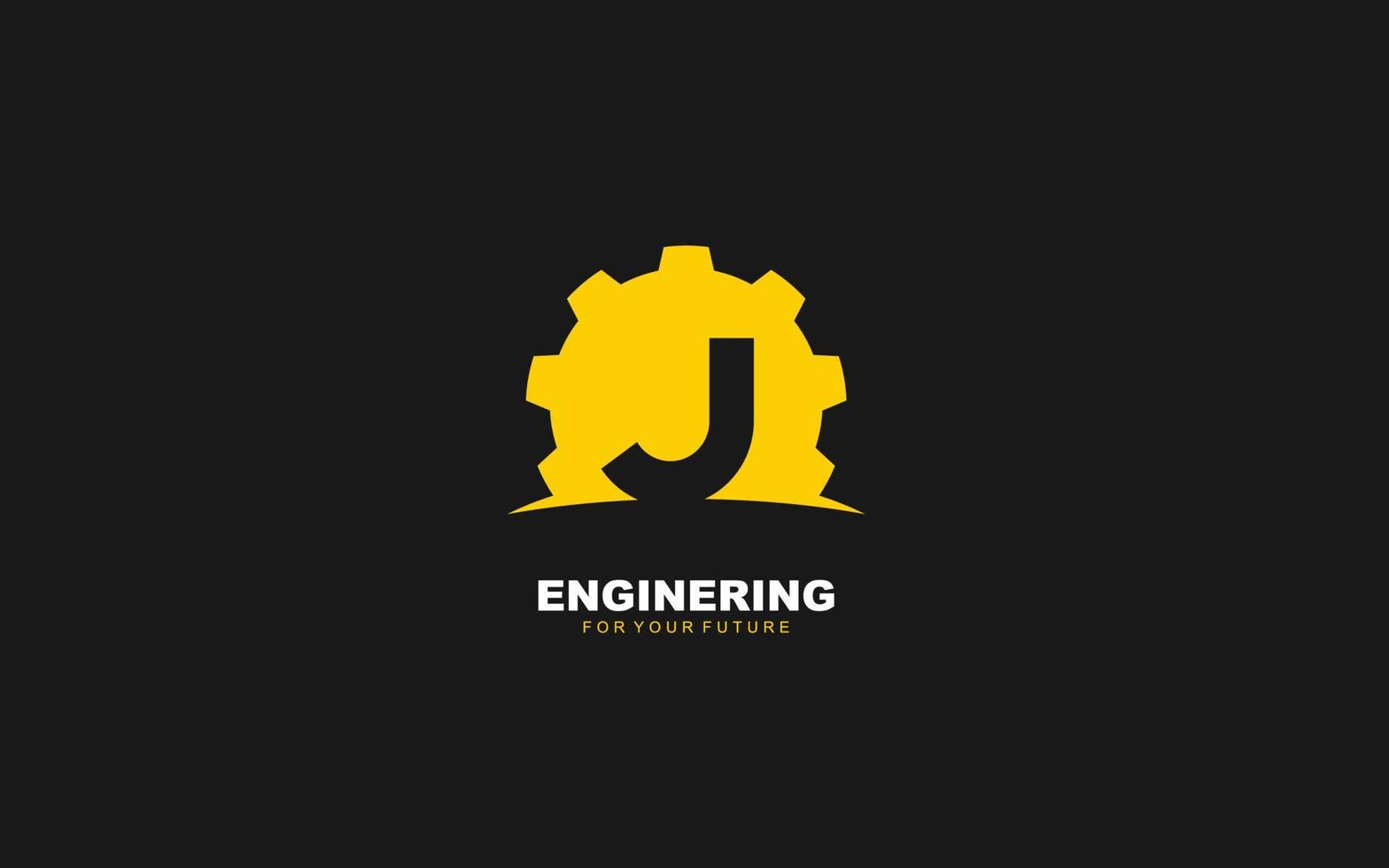 J logo gear for identity. industrial template vector illustration for your brand.