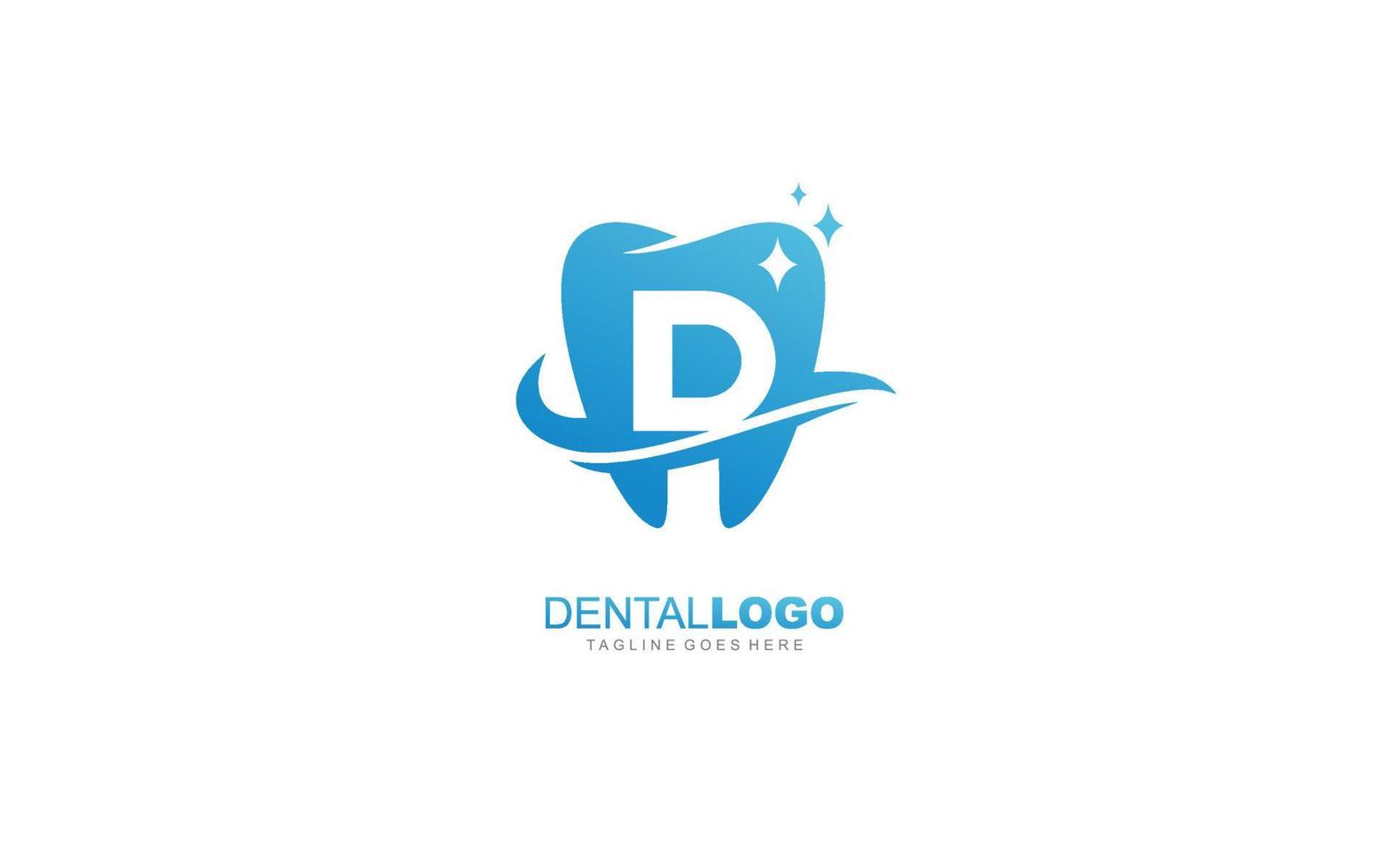 d logo dentista para empresa de marca. ilustración de vector de plantilla de carta para su marca.