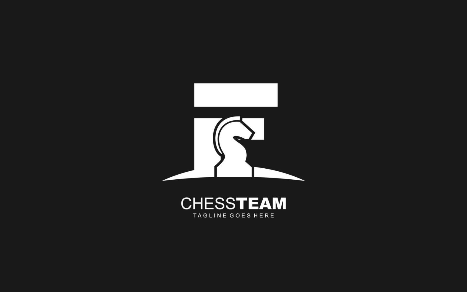 F logo CHESS for branding company. HORSE template vector illustration for your brand.
