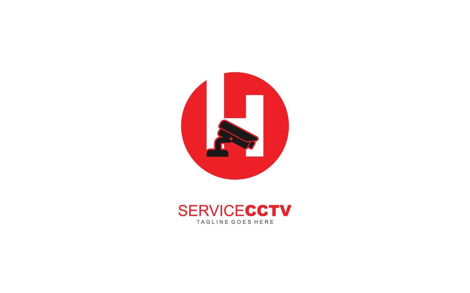 H logo cctv for identity. security template vector illustration for your brand.