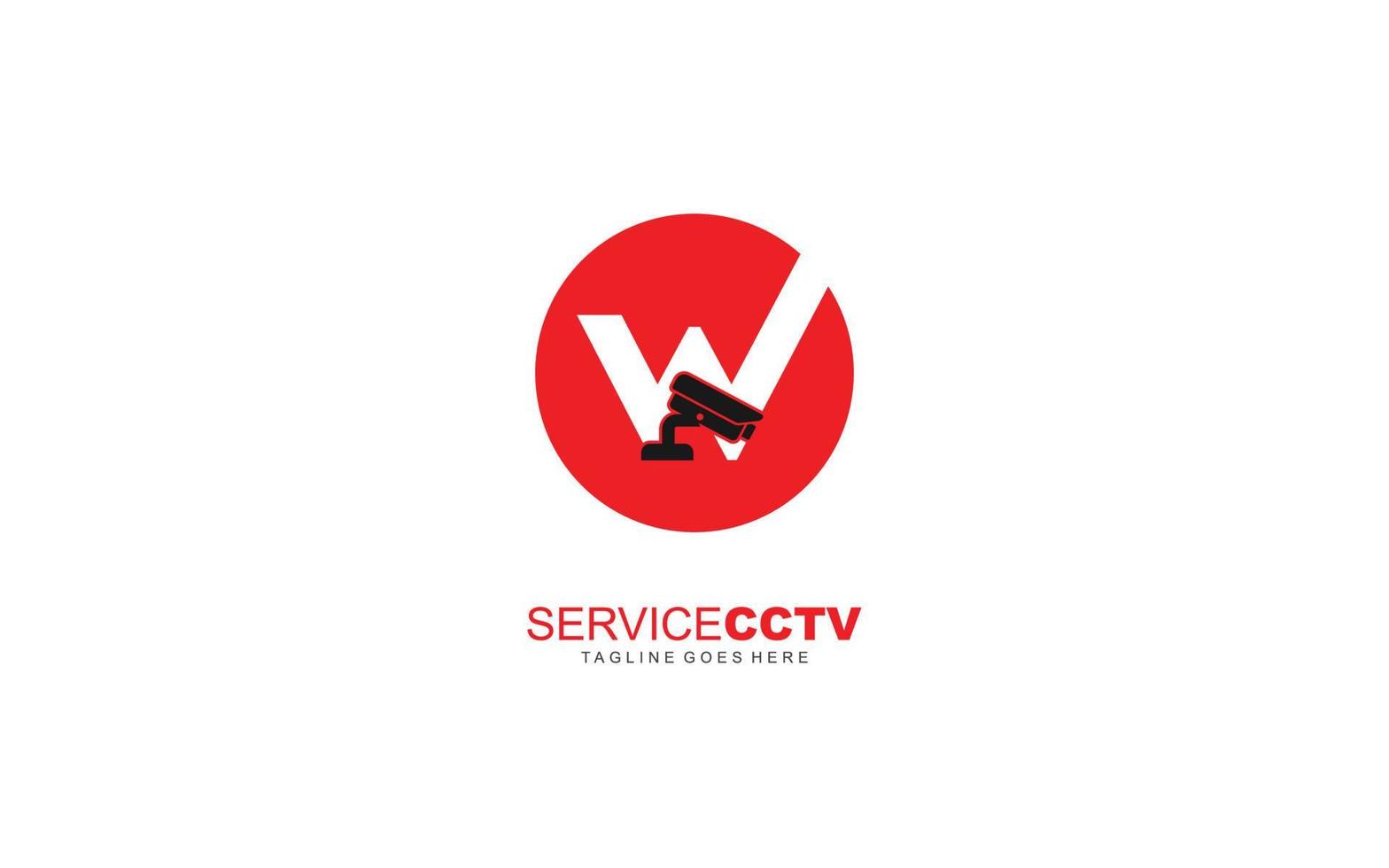 W logo cctv for identity. security template vector illustration for your brand.