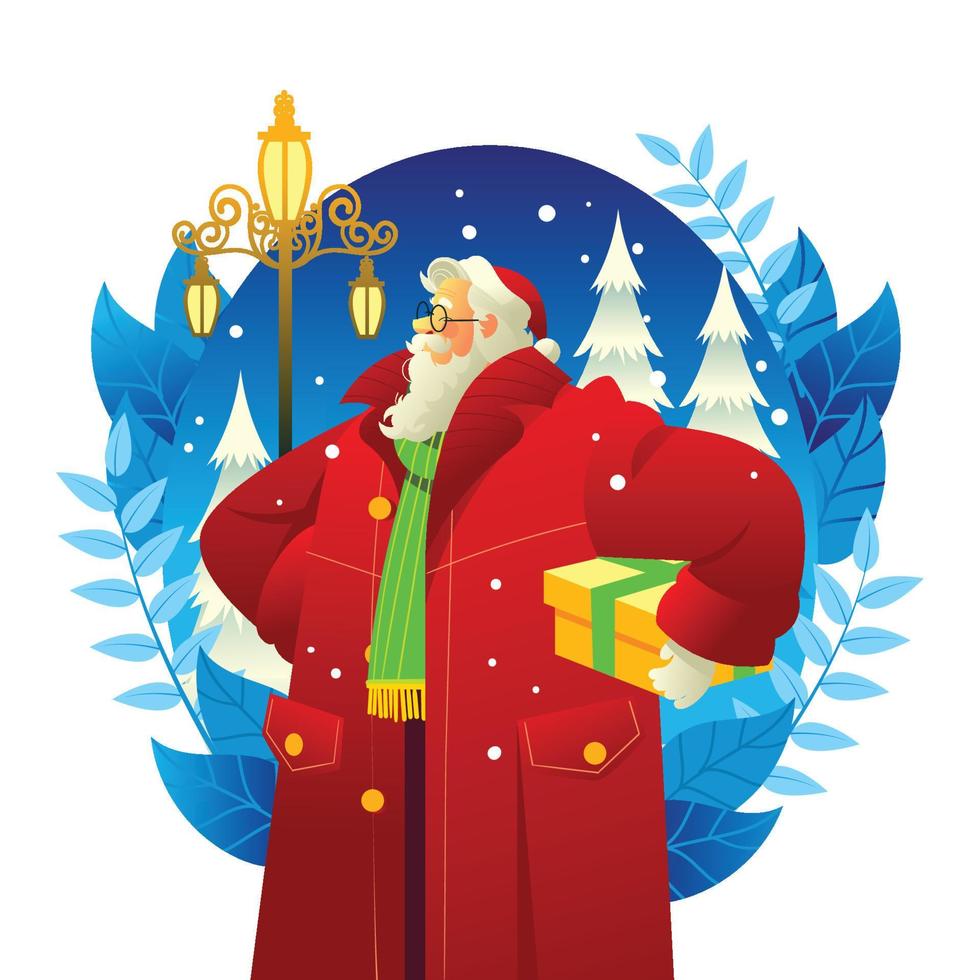 Santa Claus with a Christmas Gift Box vector