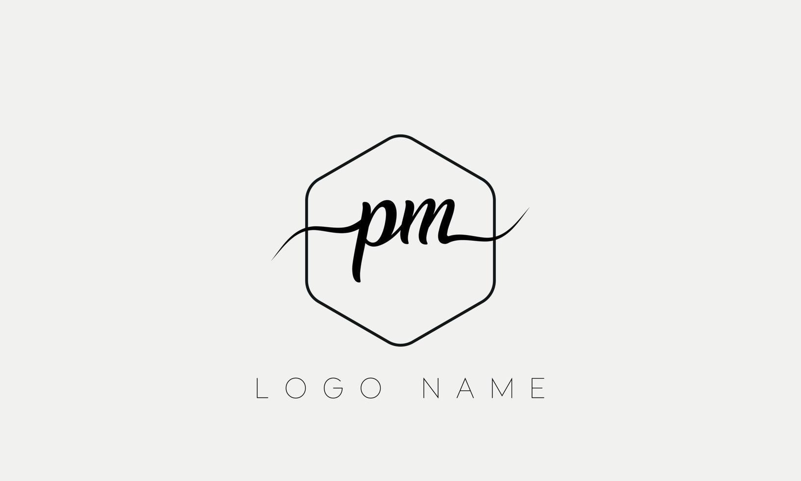 escritura a mano carta pm logo pro archivo vectorial vector