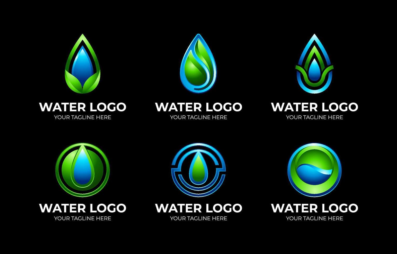 plantilla de conjunto de logotipo de agua moderna vector