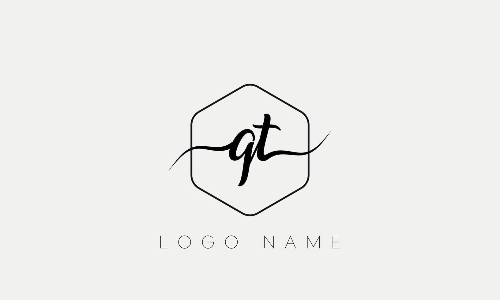 Handwriting letter QT logo pro vector file pro Vector Pro Vector