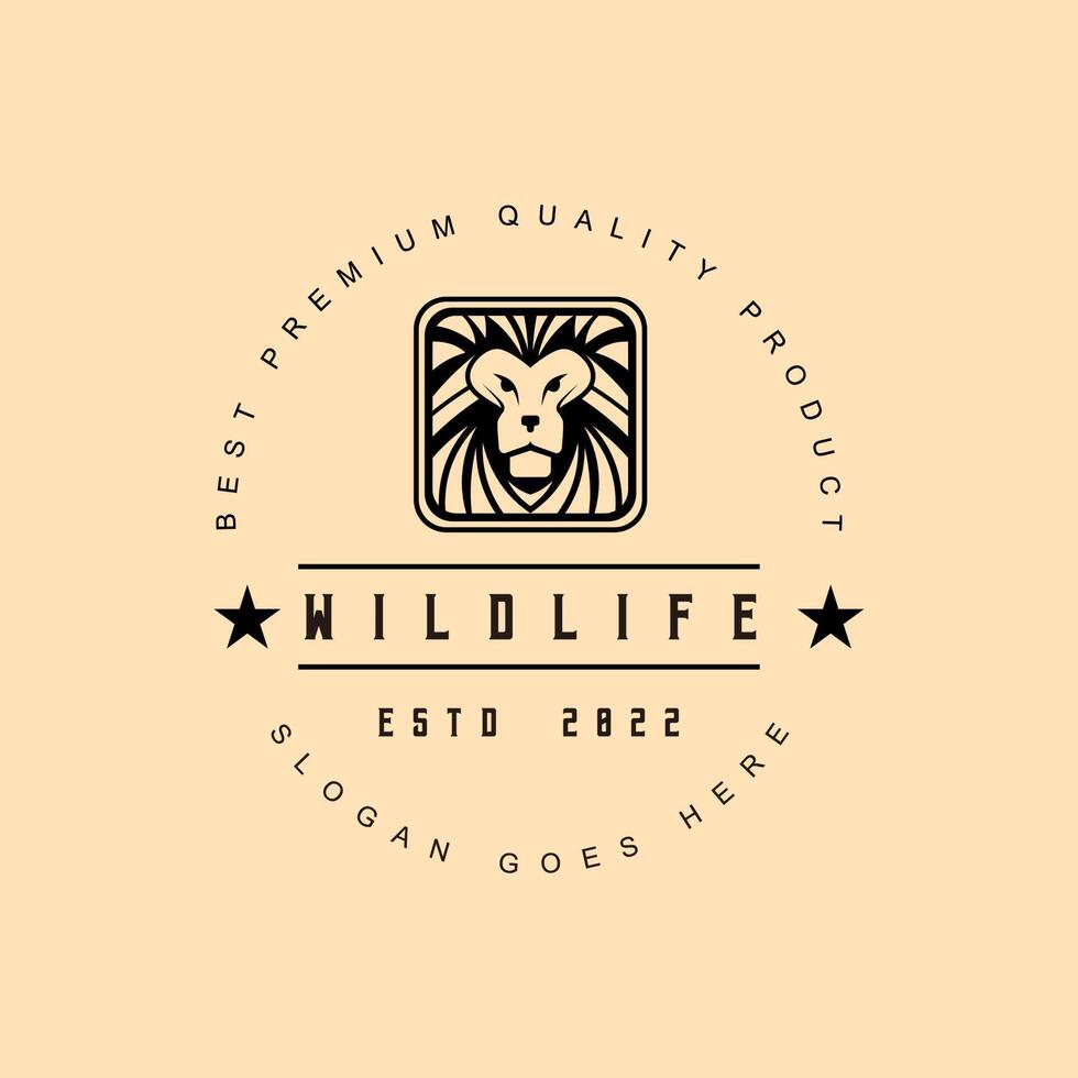 Lion Icon Vector Logo Design in vintage style Logo Template