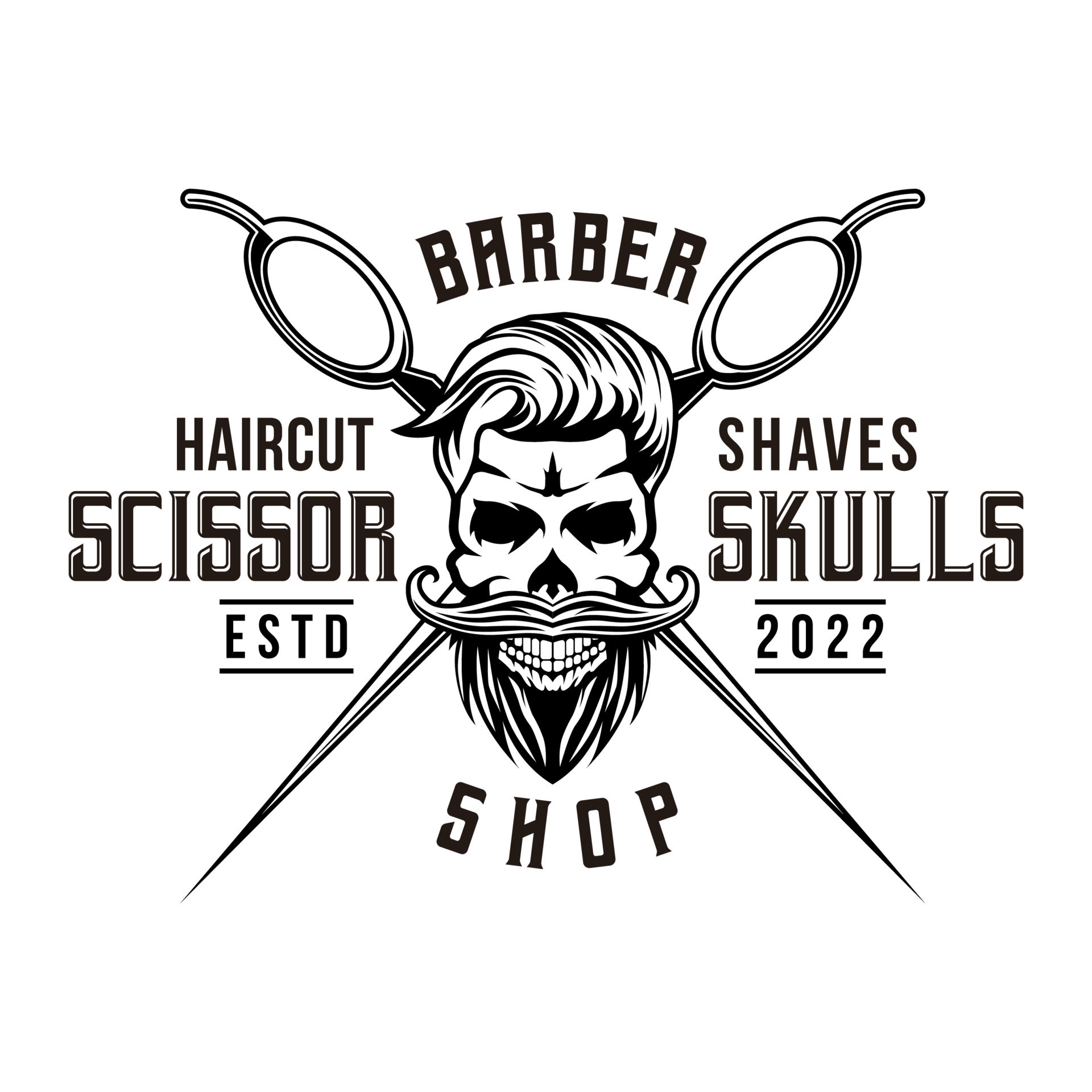 Barber shop vintage label, badge, or emblem with scissors, hair