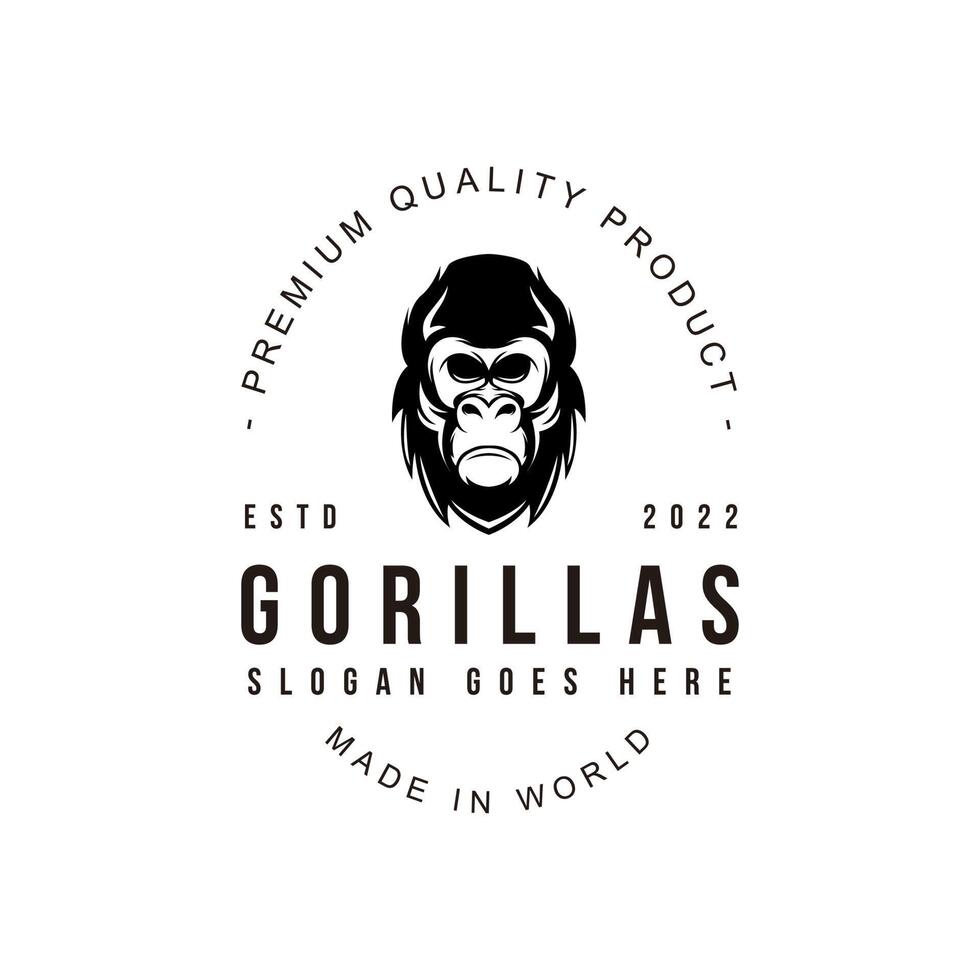 Gorilla Vintage logo icon symbol black and white vintage template for labels, emblems, badges or design template vector