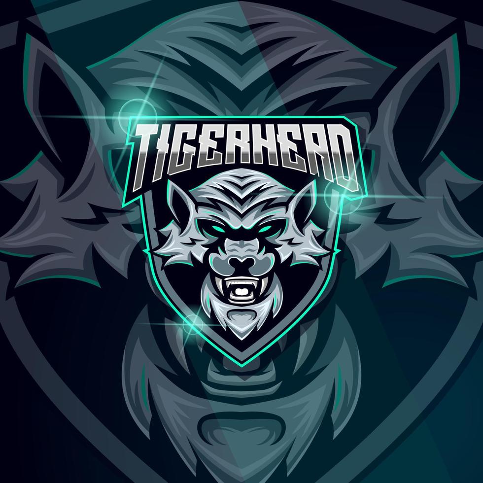 plantilla de diseño de logotipo de esport de cabeza de tigre vector